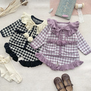 韩版婴幼儿衣服秋冬装女童毛衣套装宝宝小香风针织上衣短裤两件套