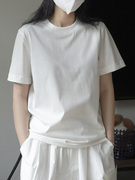 白色短袖t恤女夏季韩版宽松正肩舒适亲肤显瘦纯色休闲上衣女