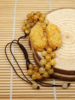 天然黄玉双貔貅玉珠编绳手链，女款复古饰品，民族风可调节手串