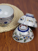日本进口瓷器美浓烧内外卡通饭碗，套装日式陶瓷，餐具碗釉下彩家用碗