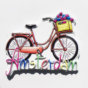 荷兰自行车留言贴阿姆斯特丹郁金香，旅游纪念装饰工艺品磁力冰箱贴