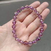 天然紫水晶手链冰种浅紫色收藏款，玻璃体巴西紫水晶手串紫罗兰