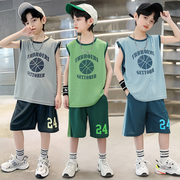 男童篮球服背心套装儿童夏速干训练服中大童，运动无袖24号科比球衣