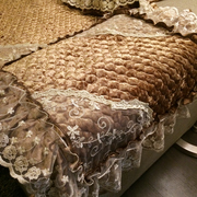 高档绗缝夹棉金丝绒蕾丝皮，沙发垫欧式坐垫飘窗垫实木垫子防滑