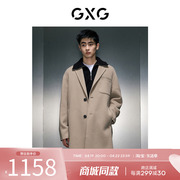 GXG男装23冬季双面羊毛呢子大衣男中长款羽绒外套GEX12626074