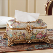 欧式复古奢华纸巾盒摆件美式家居创意抽纸盒装饰品树脂工艺品
