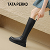 tataperko联名秋冬皮靴，女长靴单靴平底高筒靴骑士，靴长筒靴马丁靴