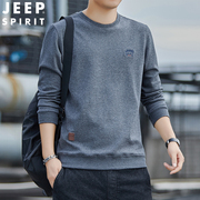 jeep吉普卫衣男士春秋季圆领，运动宽松纯棉，上衣打底衫长袖t恤