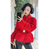 原创设计干枯红玫瑰羽绒服女士2023冬季红色新年外套短款
