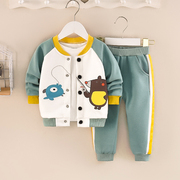 男童秋装两件套0-1-2-3岁女宝宝，洋气酷帅婴儿卡通衣服，春秋季裤子4