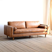 欧式皮艺沙发组合客厅，美式皮艺双三人小户型北欧现代简约办公家具