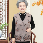 中老年妈妈装秋冬马甲羊毛，背心毛衣针织毛线，开衫大码奶奶短款外套