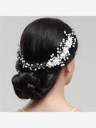 韩版新娘手工珍珠花卉软陶花朵，发梳发带影楼跟妆结婚配饰头带