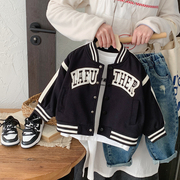 儿童外套韩版男童2024春季开衫，上衣宝宝字母夹克棒球服女洋气