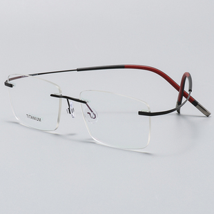 无螺丝商务纯钛近视无框眼镜框架男款，一体超轻配眼镜防辐射变色
