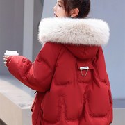 时尚大毛领羽绒棉服女短款冬季韩版宽松加厚保暖小个子棉衣外套潮