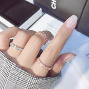 日韩版简约个性气质光面蜂窝六边形钛钢镀玫瑰金色食指戒指女尾戒