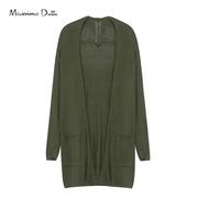 Massimo Dutti女士深绿色长袖开襟衬衫宽松针织衬衫女