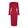 MAGGIE MA设计师款高级正红色圆领双排扣赫本风气质修身连衣裙