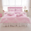 韩版公主纯色床罩四件套，夹棉被套蕾丝，花边床裙1.5m1.8米床上用品