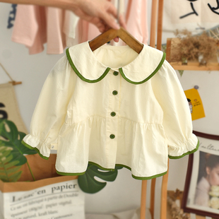 婴儿春装衬衫娃娃领女童娃娃衫，甜美森系衬衣女长袖小女孩宝宝小衫