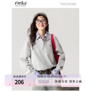 Artka2024早春衬衫领拼接假两件POLO韩系抽绳卫衣女帅气上衣女