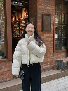 tg小个子短款羽绒面包服女2022冬季白鸭绒(白鸭绒，)立领排扣外套18772