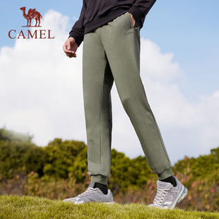 香菇来了骆驼运动针织长裤，男春季薄款透气宽松跑步休闲女卫裤