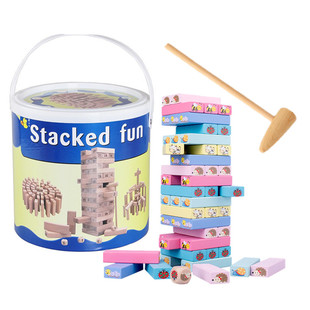 叠叠高积木制堆塔儿童，抽抽乐益智玩具，男孩减压游戏木质层层叠叠乐