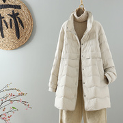 中长款轻薄羽绒服女装冬季韩版立领90白鸭绒(白鸭绒)时尚宽松保暖外套