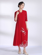 木棉道16393中国风时尚改良国风新中式复古连衣裙女装斜襟民族风