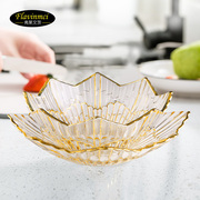 弗莱文茨过年水果盘客厅家用水晶玻璃创意时尚网红茶几零食干果盘