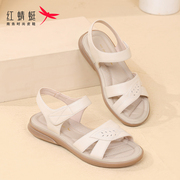 红蜻蜓妈妈凉鞋2023夏季女鞋一字带平跟舒适母亲节中老年女士鞋子