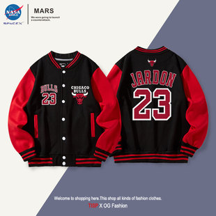 美式公牛队复古乔丹篮球棒球，服男夹克外套运动红色，男款卫衣秋冬季