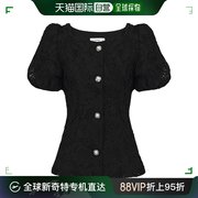 韩国直邮graceu衬衫，女款黑色纺纱图案印花修身时尚，休闲日常百搭