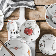 创意猫咪造型菜盘陶瓷盘碟卡通餐具甜品碗寿司盘个性餐盘水果盘
