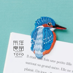 日本野鸟协会猫咪刺绣毛毡布书签银喉长尾山雀燕子知更鸟翠鸟