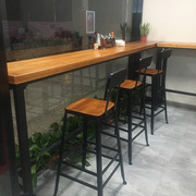 实木酒吧台桌椅组合咖啡厅奶茶店餐厅靠墙家用阳台长条高脚窄桌子