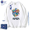 NASA联名白色长袖T恤2023早春秋款宽松学生少年情侣上衣体恤