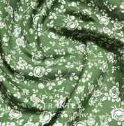 100支长绒棉亚麻棉复古印花碎花，全纯棉手工服装，连衣裙布料绿玫瑰