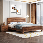实木床现代简约乌金木双压高箱床1.8米1.5米主卧大床储物婚床