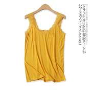 蕾丝拼接背心夏季外贸女装百搭纯色，宽松高弹力(高弹力，)套头上衣16602