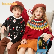 巴拉巴拉儿童毛衣2021冬圣诞针织衫男童女童中童宝宝洋气毛衫
