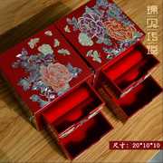新首饰盒木质公主古风漆器，珠宝盒结婚礼物螺钿梳妆盒饰品