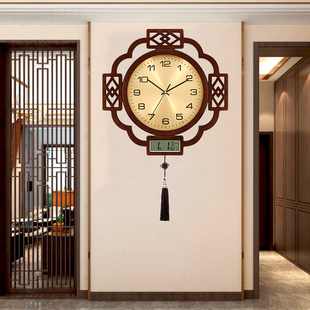 挂钟客厅2024新中式钟表家用中国风石英钟餐厅玄关表挂墙时钟