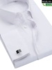 法式袖扣衬衫男士长袖，商务正装春季修身弹力免烫休闲白色衬衣