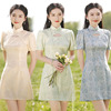 短款蕾丝旗袍小个子日常可穿新中式少女年轻款气质A版连衣裙夏季