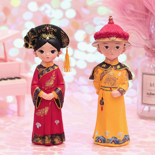 清宫娃娃宫廷风树脂人偶皇帝皇后桌面玩偶摆件古风装饰品小礼物