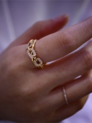18k铠甲环环相扣软链条钻石戒指，指环金镶嵌(金镶嵌)珠宝检测证书女款时尚
