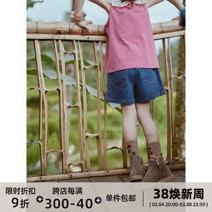 史豌豆(史豌豆)童装女童夏装，2024儿童韩版牛仔短裤女宝宝裤子洋气时髦